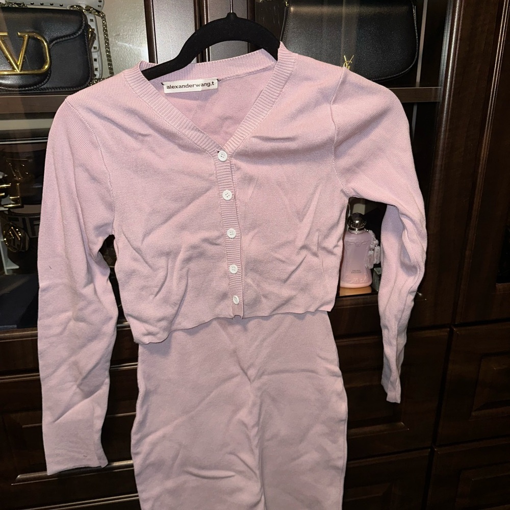Alexander Wang Pastel Pink Ribbed Tank Mini Dress - Picture 2 of 3
